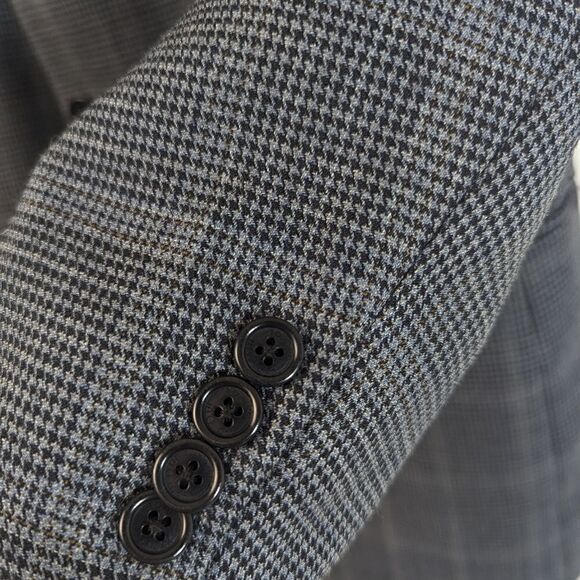 Tommy Hilfiger Wool sports coat, blazer jacket, Grey and blue houndstooth 44T - Picture 7 of 7